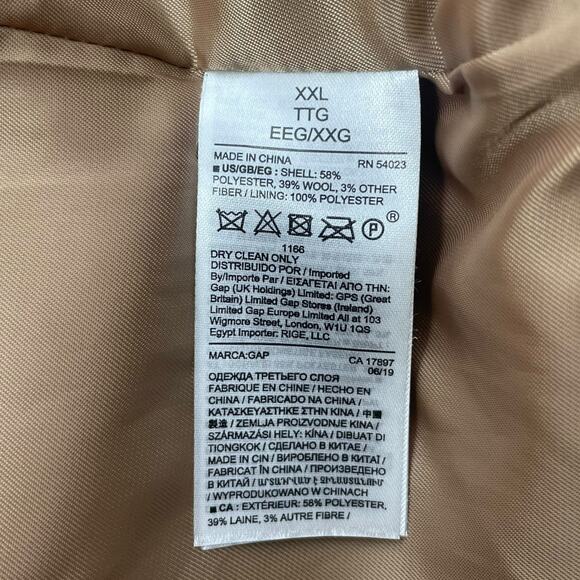 Gap Oversized Longline Wool Blend Coat Button Front Camel Tan Size XXL - Picture 12 of 12